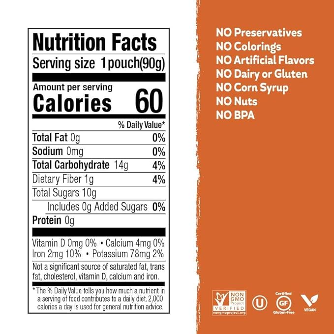 Buddy Fruits Pure Blended Fruit Snack To Go Apple, Mango, Banana and Passion Fruit Applesauce 3.2oz (Pack of 12) | 100% Real Fruit | No Sugar, Non GMO, Vegan, No Preservatives, Certified Kosher