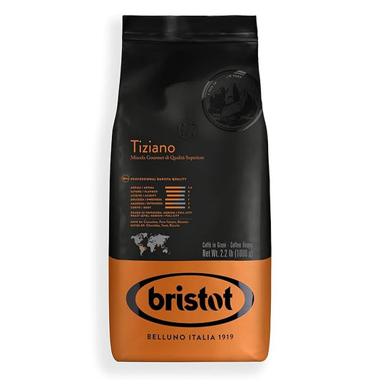 Bristot Tiziano Coffee Beans ??Medium Roast Premium Italian Whole Espresso Beans ??2.2 lb (1kg) Bag