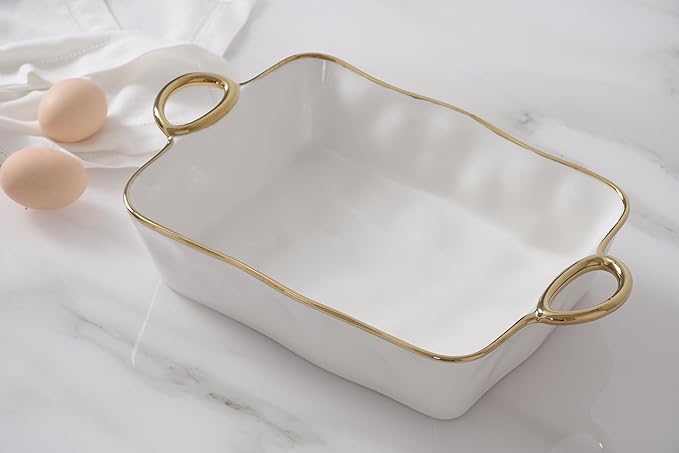 Pampa Bay Rectangular Baking Dish, Golden Handles, Kitchen, Gift