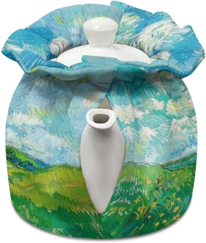 Van Gogh Wheatfield Tea Cozy for Teapot Kettle Dust Cover Large Tea Cosy Insulation and Keep Warm Portable Easy to Clean Kettle Protective Suitable for Kitchens Hotels or Cafes