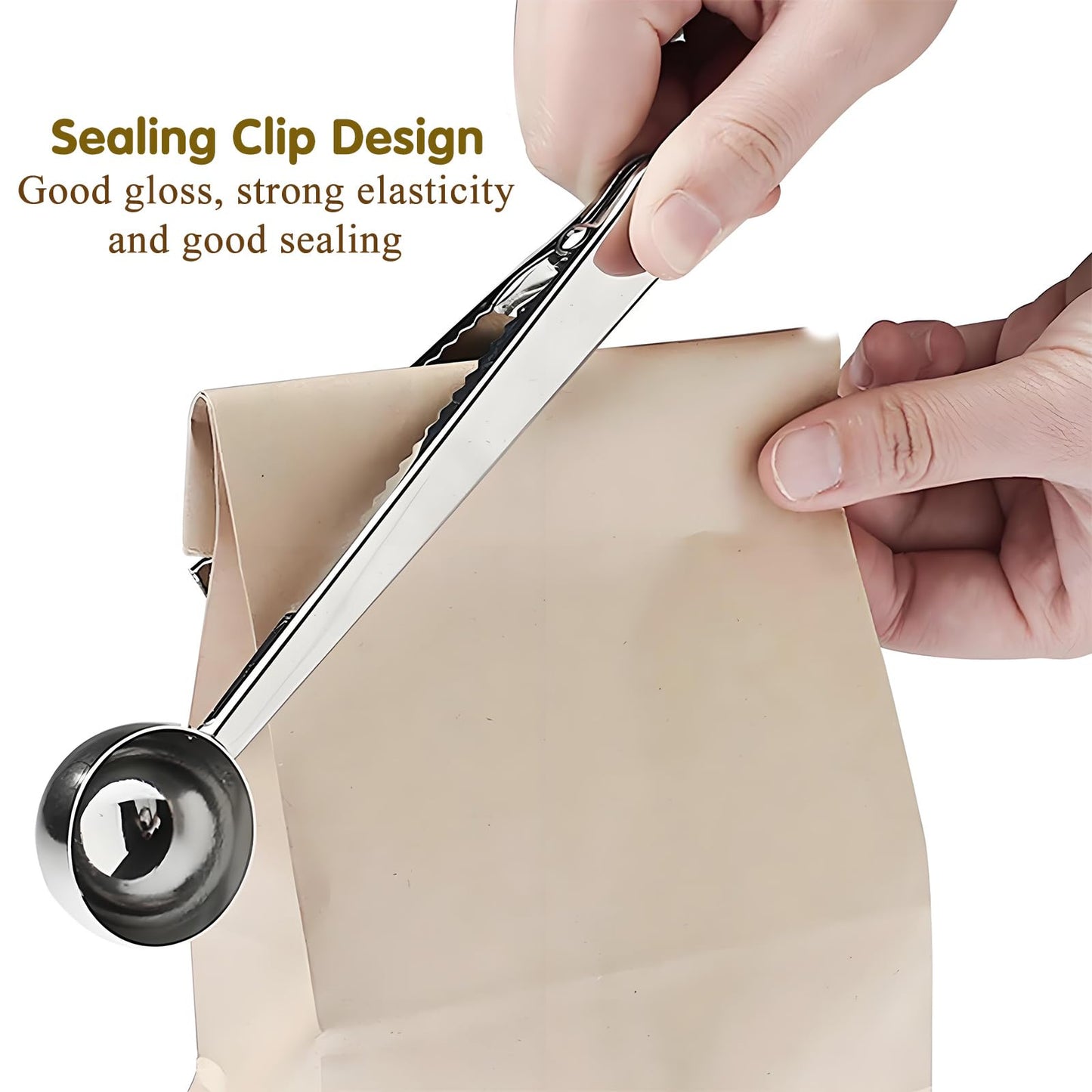 Coffee Scoop Spoon with Bag Clip, Silver, 2 Pcs, 1 Tbsp, 15ML