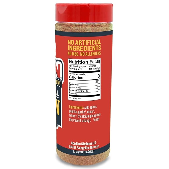 Original Cajun Seasoning - 16 oz Jar, Low Sodium, No MSG, All Natural - Authentic Louisiana Spice for Grilling and Cooking Fish, Chicken, Steak, Soup, Seafood & Gumbo by Ragin' Cajun