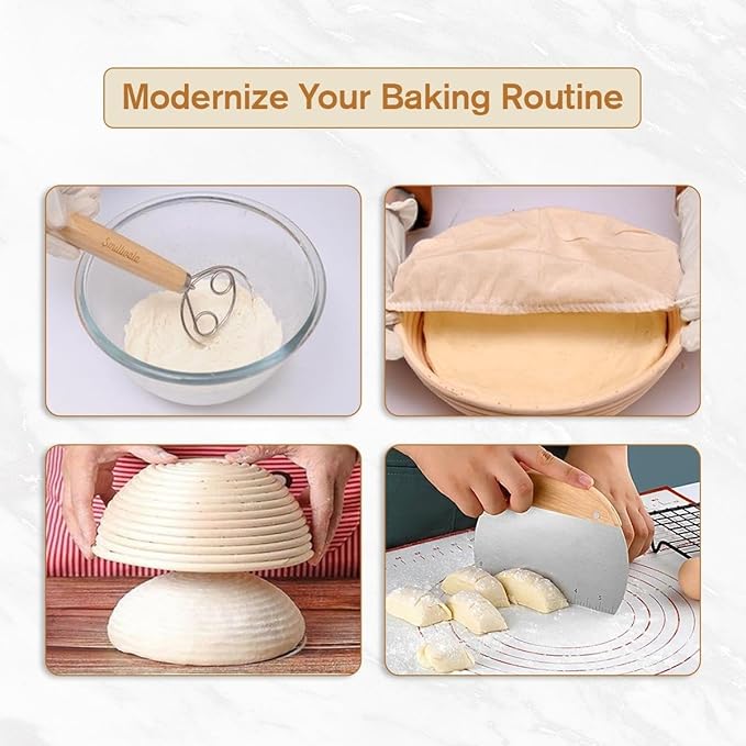 Banneton Bread Proofing Basket 9??Round & 10" Oval with Linen Liners ??Sourdough Bread Baking Supplies Kit | Natural Rattan Sourdough Proofing Basket, Bread Making Tools, Sourdough Banneton Basket