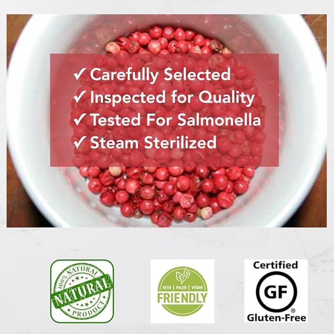 All Goods 4oz Pink Peppercorns, Brazilian Pepper Tree, Grinder Refill - Whole Pink Pepper Bulk, Fresh Peppers. Pimienta Roja.