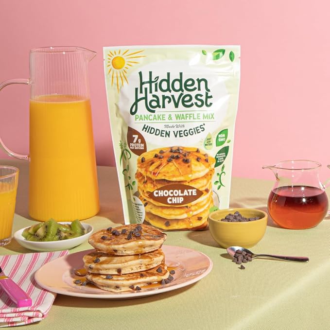 Hidden Harvest Chocolate Pancake & Waffle Mixes: Non-GMO Project Verified, Made with Hidden Veggies You Can't See or Taste, 7g of Protein per Serving, Just Add Water, Fluffly Pancakes for a Delicious Breakfast (20 oz)