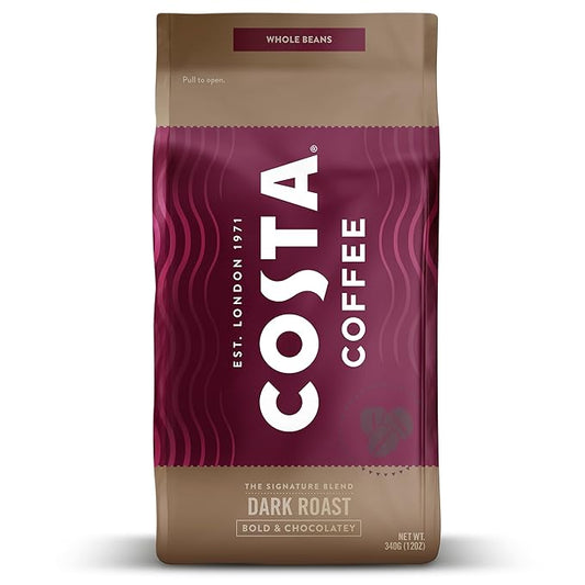 Costa Coffee Whole Bean Coffee, Signature Blend Dark Roast, 12oz each, Rainforest Alliance Certified
