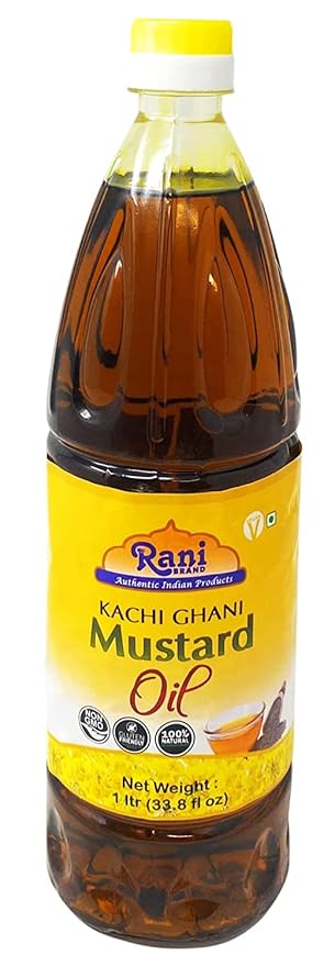 Rani Mustard Oil (Kachi Ghani) 33.8 Ounce (1 Liter) Pack of 12, NON-GMO | Gluten Free | Vegan | 100% Natural | Kosher
