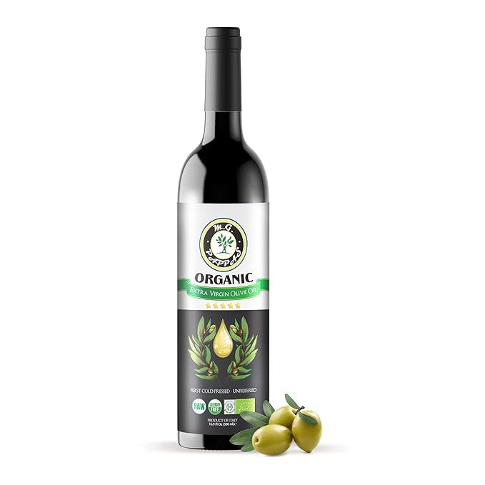M.G. PAPPAS Italian Organic Olive Oil Extra Virgin Cold Pressed Award Winning, Unfiltered EVOO, Gluten-Free, Allergens Free Italian Olive Oil - Perfect for Salads, Dipping, Cooking, 16.9 Oz (500ml)