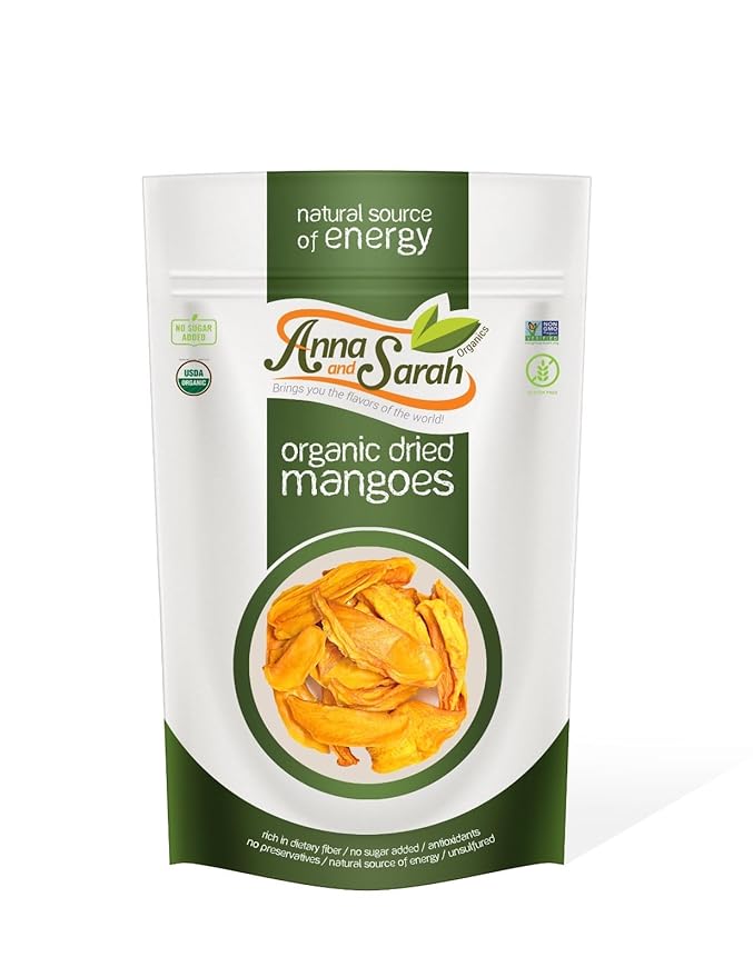 Anna and Sarah Dried Organic Mango, No Sugar Added, No Preservatives, Al-Natural, Premium Quality in Resealable bag 3 Lbs