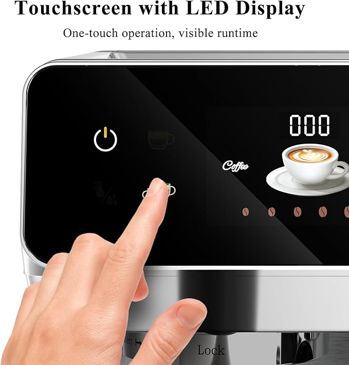 Cappuccino Machine Dual Boiler, Espresso Machines Dual Boiler 20Bar with Touchscreen, Automatic Milk Frother Compact Cappuccino Expresso Maker For For Home, Office