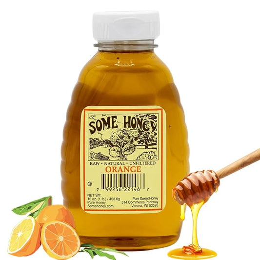 Some Honey Raw & Unfiltered Orange Blossom Honey – USDA Grade A Honey – All-Natural – 16 oz