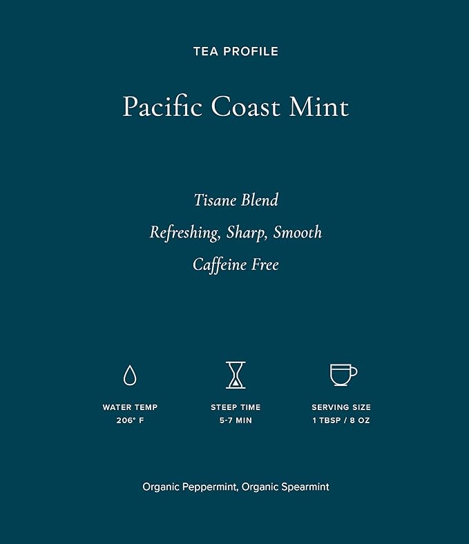 Art of Tea | Organic Pacific Coast Mint (NaturallyCaffeine Free)| 50 Eco Friendly Pyramid Peppermint Tea Bags Sampler Assortment Sachets