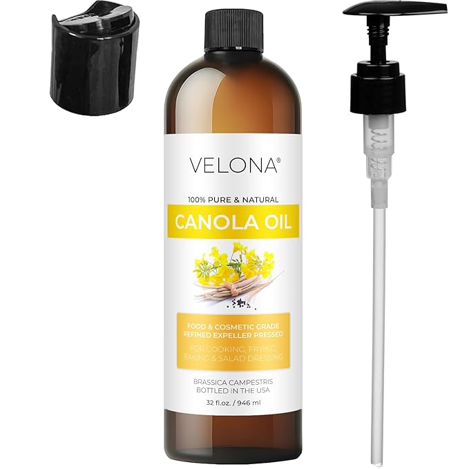 velona Canola Seed Oil 32 fl oz | 100% Pure and Natural Carrier Oil | Refined, Expeller pressed | Cooking, Dressing, Skin, Face, Body, Hair Care | Use Today - Enjoy Results