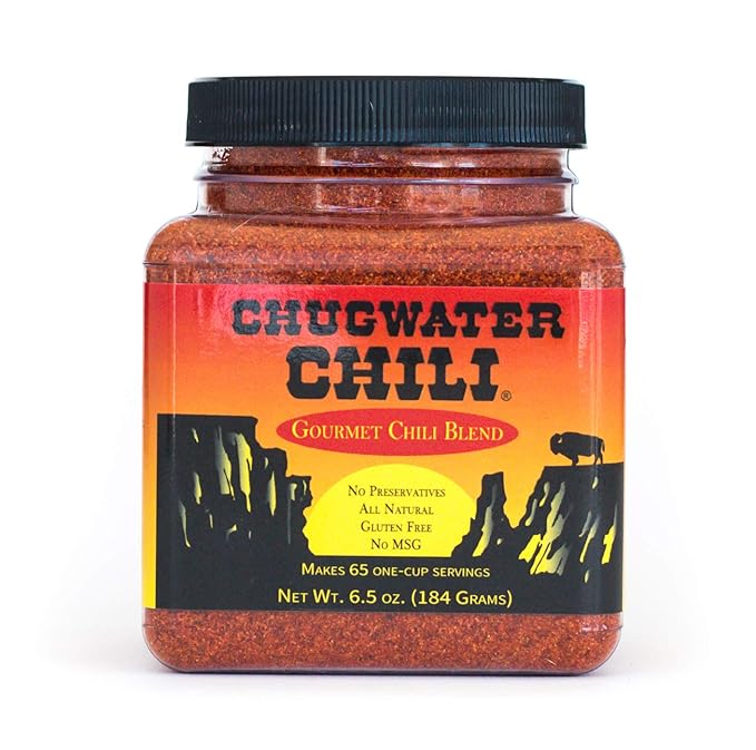 Chugwater Chili | Gourmet Chili Seasoning Mix & Taco Seasoning | 6.5oz Tub | Wyoming State Championship Chili Recipe | Secret Blend 12 Spices | All Natural, Gluten Free, No MSG & No Preservatives.