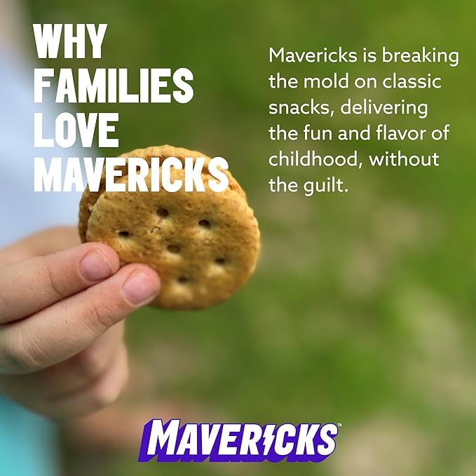 Mavericks Sandwich Crackers Peanut Butter - Plant-Based Peanut Butter Sandwich Snack Crackers, Whole Grain, Non-GMO - Back to School - 7 oz Boxes (Pack of 4)