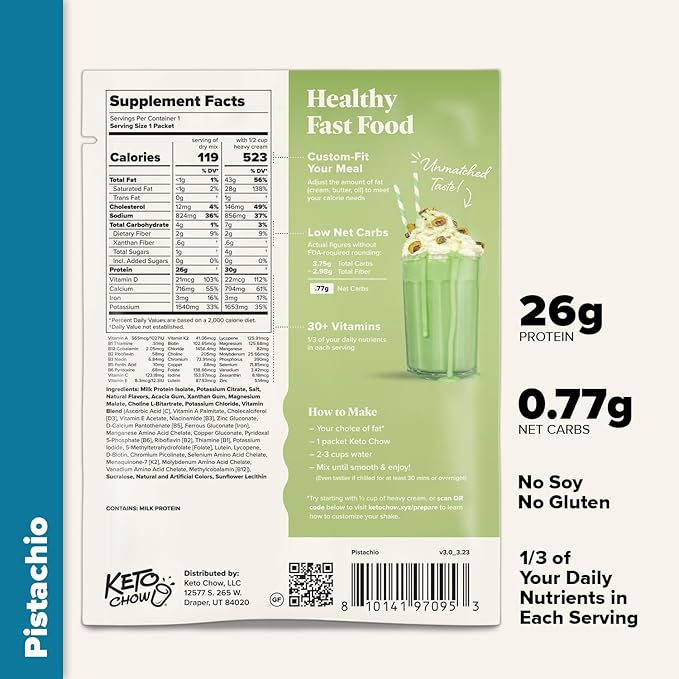 Keto Chow Essentials Kit - Keto Meal Replacement Shake Powder - Nutritionally Complete - Low Carb Shakes - Delicious Easy Meal Substitute - Protein Rich Keto Food You Choose The Fat - Single Meal