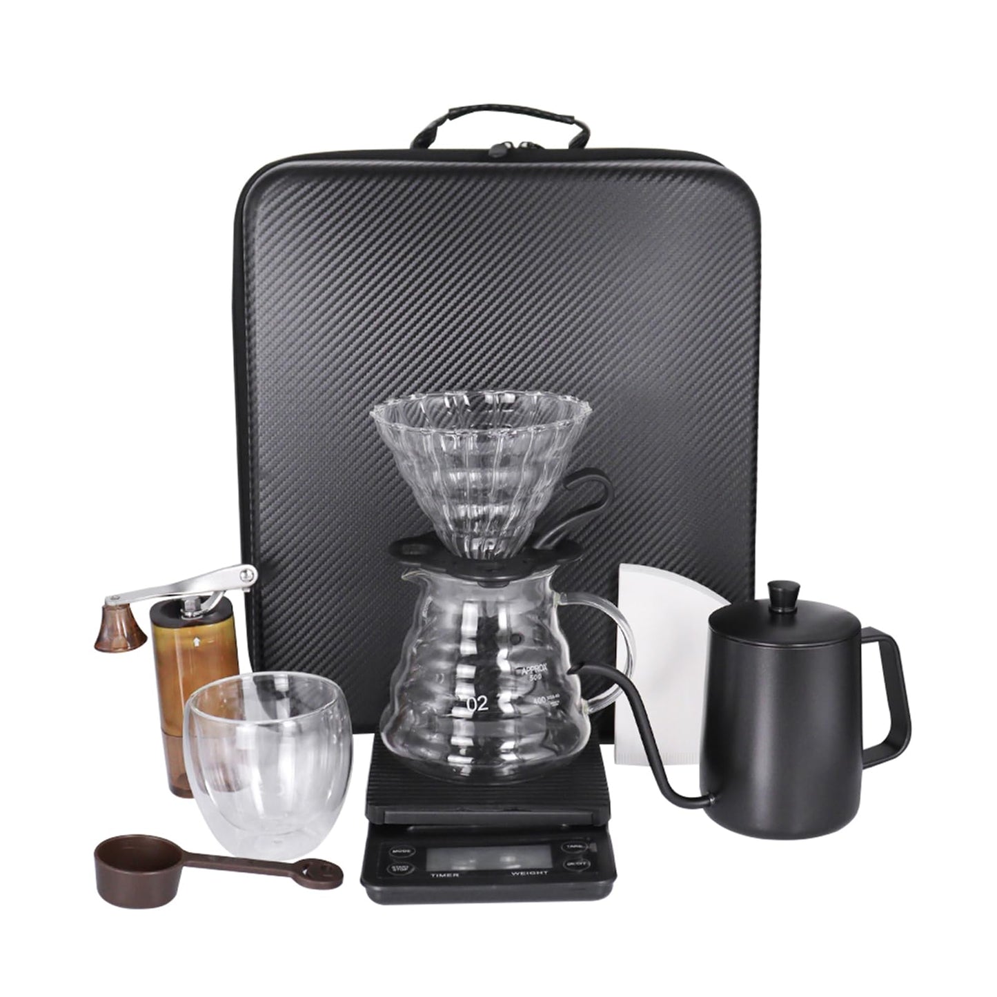 SOTECH Pour Over Coffee Maker Set, Coffee Kettle Scale, Pour Over Coffee Dripper, Bean Grinder