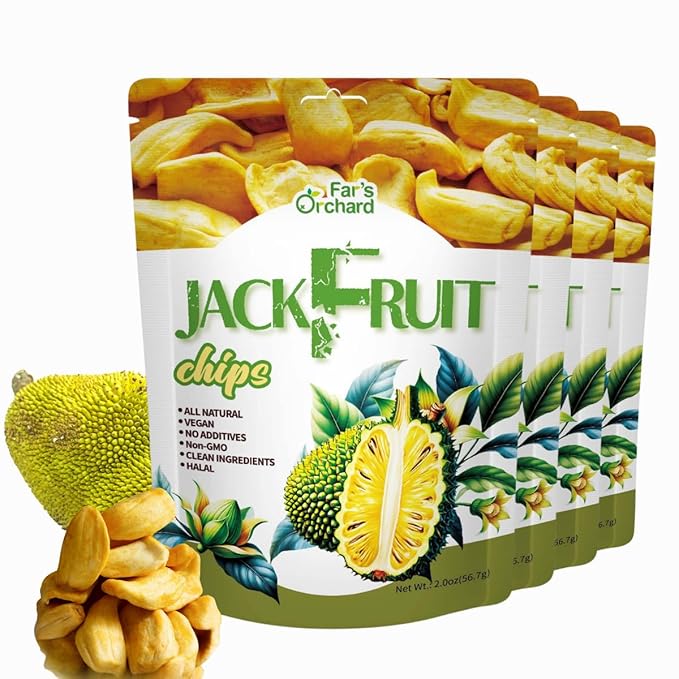 Far's Orchard Jackfruit?츮hips ??4?츿ack (2?칚z Resealable Bags), Exotic Crunchy Fruit Snack, Vegan, Non GMO, Gluten?츴ree, No Additives