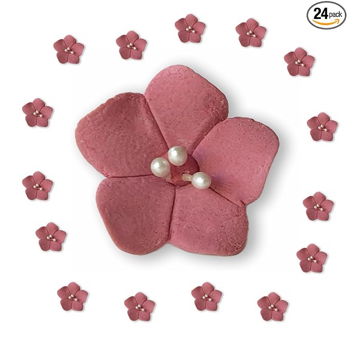 Global Sugar Art Blossom Sugar Wedding Cake Flowers with Pearl Stamens, Dusty Pink, Unwired, 24 Count by Chef Alan Tetreault