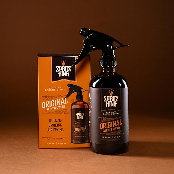 Spritz King Culinary Basting Spray: For Grilling, Smoking, Air Frying - Delicious Dark Bark, Flavorful Crust & Moisture-Sealing Power - Great on Meats or Veggies (16 Ounce Original)