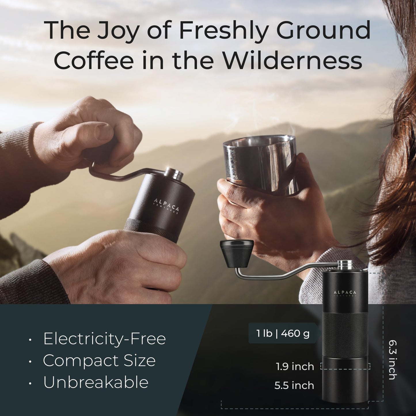 Premium Manual Coffee Grinder for Espresso, Pour Over & French Press with Stainless Steel Conical