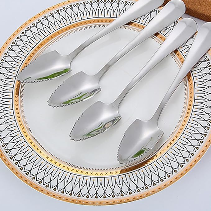 Stainless Steel Grapefruit Spoon For Citrus Fruit Watermelon Dessert Spoon Serrated Edge Ice Cream Dessert Kitchen Coffee Flatware