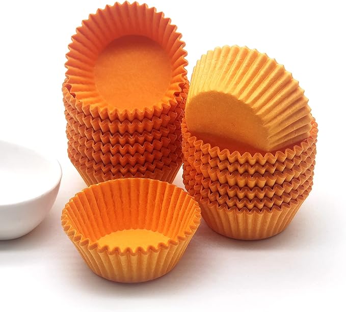Greaseproof Mini Cupcake Liners, Premium Paper Baking Cups for Party Celebration,(Orange, 300-count)