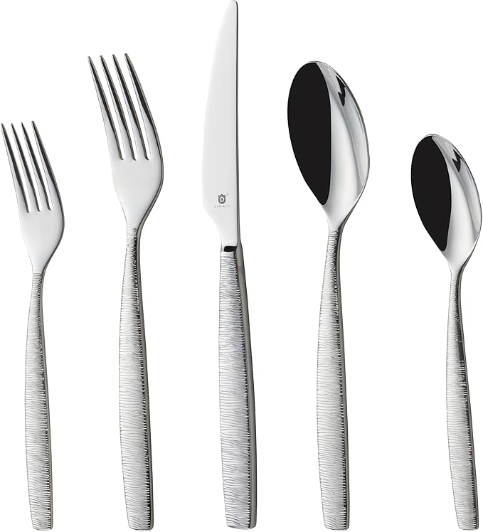 Premium 18/10 Stainless Steel Flatware ??Fidenza, Fidenza Hammered, Marettimo, Marettimo Hammered, and Mezzano Engraved collections (80-Piece, Mezzano Engraved)