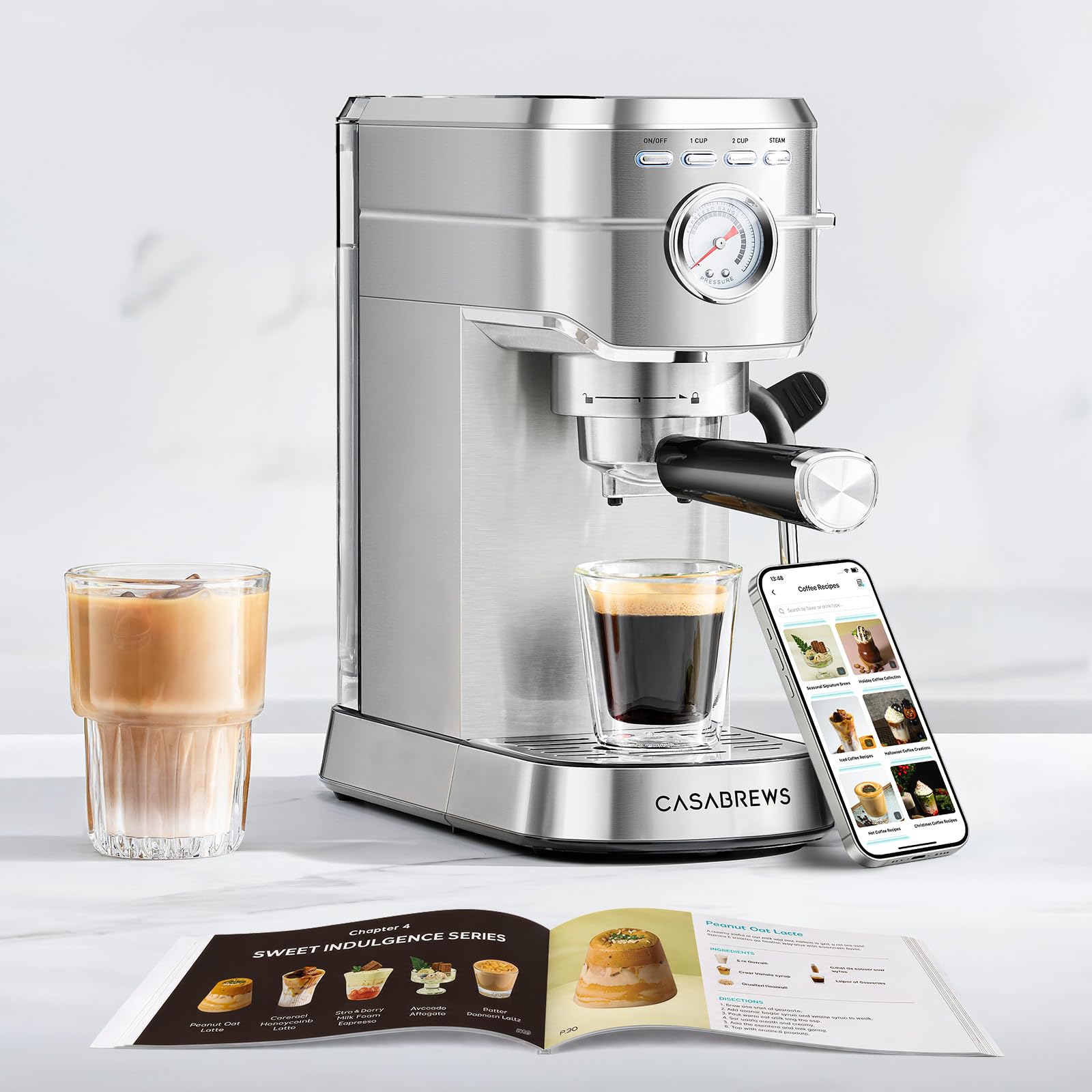 CASABREWS CM5418 Compact Espresso Machine with Milk Frothing Steam Wand