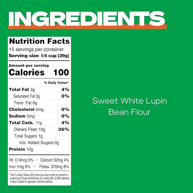 Kaizen Lupin Flour 2lbs ??High Protein, Low Carb, Keto Friendly, Gluten Free Ground Lupini Flour ??Non GMO, Vegan, Low Calorie, High Fiber Lupin Bean