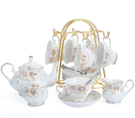 CHENP.HMC Tea Set 22-Piece Porcelain Ceramic Coffee(Chrysanthemum)