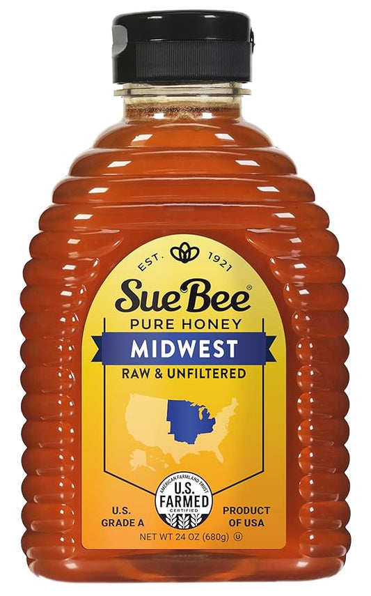 Sue Bee Regional Midwest Honey, Strained, Unfiltered USA Beekeeper-Owned Co-op, 24 oz (Packaging May Vary)