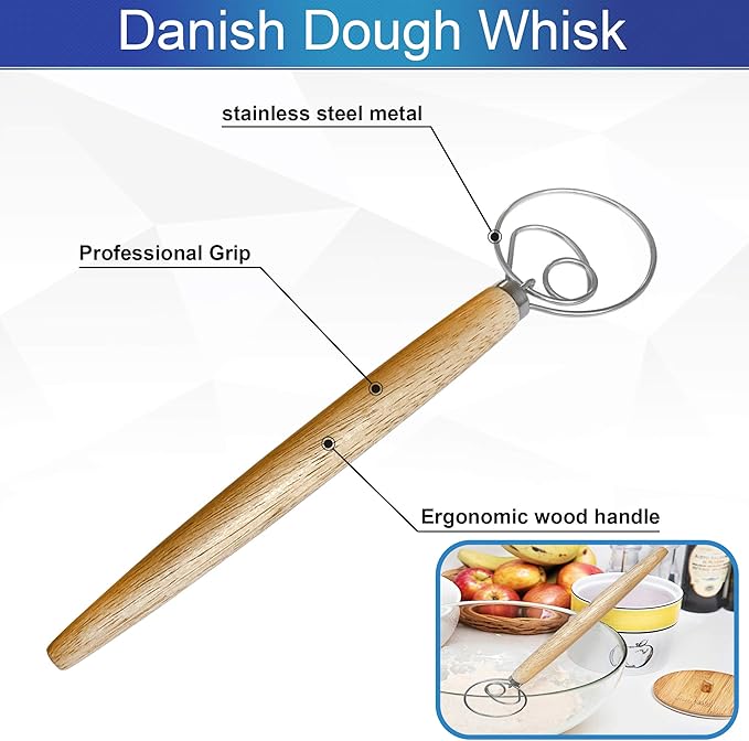 10inch Round Banneton Proofing Basket Set Bread Baking Kit, Dough Scraper, Bread Lame, Danish Dough Whisk Sourdough Proofing Basket Artisanal Bread Making Tools and Supplies Set (10inch round)