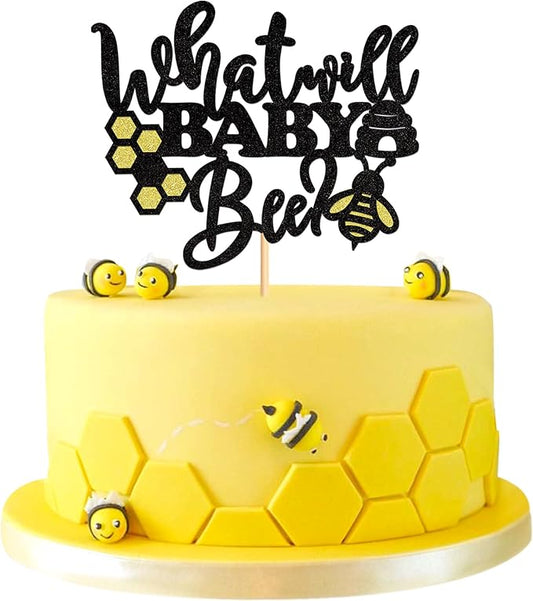 1Pce What Will Baby Bee Cake Topper,Gender Reveal Cake Decor Bee Theme Baby Shower Kids Boys Girls Birthday Party Decoration Supplies