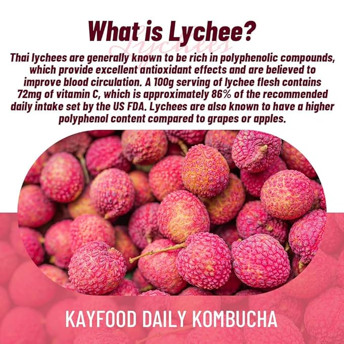KAYFOOD-Kombucha-Lychee-Garden-Daily Zero Sugar, Diet, Gut Healthy Sparkling Beverage, Fermented Korean Drinks for Iced Tea Hot Tea, Workout T (20ST)