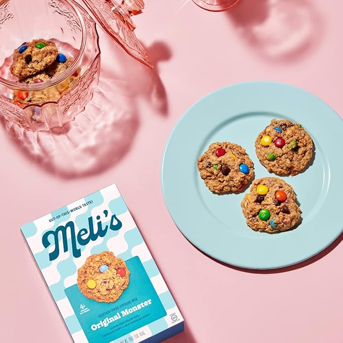 Meli?셲 Gluten Free Cookie Mix, Cookies Variety Pack - Original Monster, Chocolate Chip & Rainbow Chip, High Protein Baking Mix, Easy Bake Oven Mixes for Sweet Treats & Desserts, 16oz Box,3-Pack