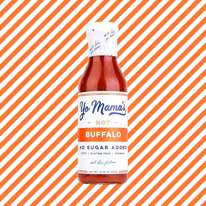 Yo Mama???Foods Keto Hot Buffalo Dipping, Marinade & Wing Sauce - Pack of (3) - Low-Zero Carb, No Sugar Added, Whole30, Paleo, Gluten and Soy Free, and Low Calorie!