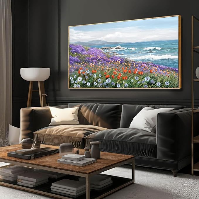 YDYSUNE Coastal Large Landscape Wall Art for Living Room, Bedroom Pictures, Ocean Beach Artwork, Blue Decorations Above Bed Decor, Coastal Landscape Wall Art, Beach Pinting 29횞58IN