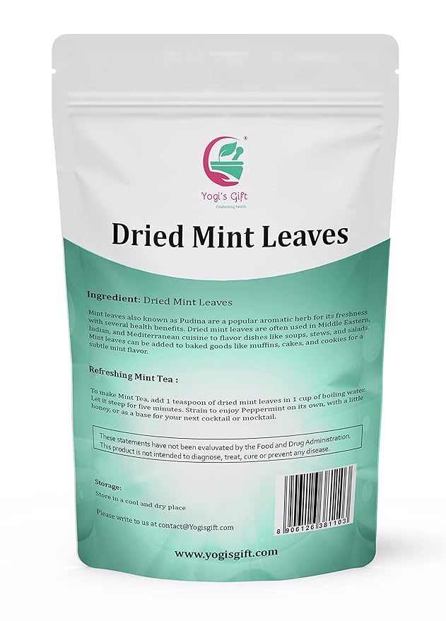 Dried Mint Leaves 1 LB | Peppermint Leaves For Tea & Savoury | Non-GMO, Ethically Sourced, Cut & Sifted | Bulk Tea Loose Leaf - Yogi?™s Gift®