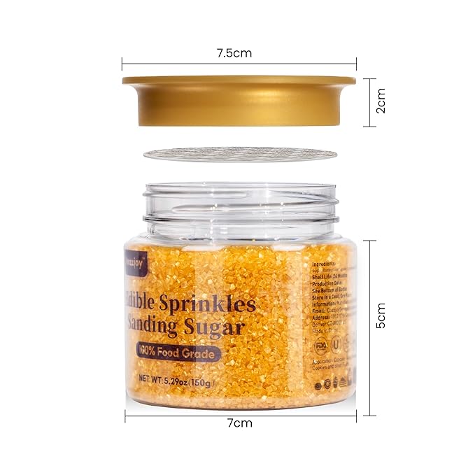 Edible Gold Sprinkles, Sanding Sugar, 150g, Gold Sprinkles for Cupcake Decorating, Cookies Cake Toppers & Cupcake Decoration, Ice Cream, Wedding Party Valentines Halloween Christmas Supplies