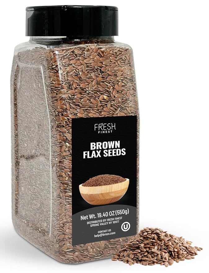 Fresh Finest Brown Flax Seeds - Whole, Non-GMO, High in Fiber & Omega-3, Sproutable Raw Flaxseeds Keto Friendly Baking, 19.40oz