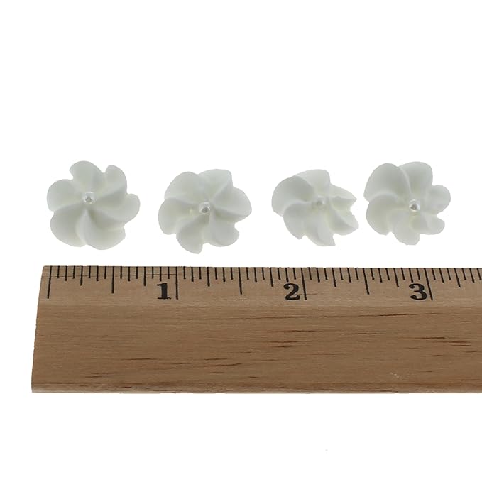 36 Royal Icing Flowers with Pearl Centers, White Edible Flowers Cake Decorations, Kosher, Halal, No Nut or Gluten, Handcrafted Edible Cake Decorations