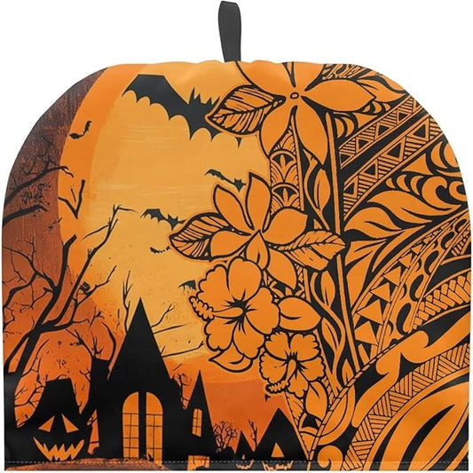 Halloween Tea Cozy for Teapot Samoa Polynesian Style Tea Cosy Fabric Quilted Padding & Heat-Proof Teapot Cover Customized Soft Tea Cozy for Household Kitchen