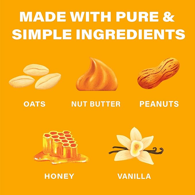 Over Easy Peanut Butter Soft and Chewy Oatmeal Breakfast Bars - Granola and Protein Bars - 12 Energy Snack Bars - Clean, Gluten Free, Dairy Free, Soy Free and Kosher