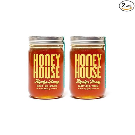 Honey House Premium Raw Alfalfa | 100% Pure & Unfiltered | Rich in Antioxidants | Sustainably Sourced | Natural Sweetener (12 Fl Oz (Pack of 2))