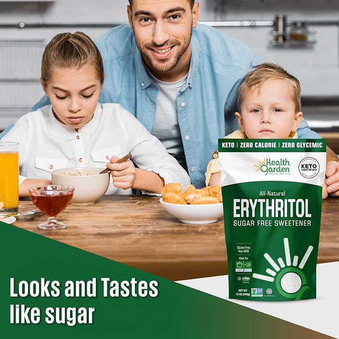 Health Garden Erythritol Sweetener - Non GMO - Gluten Free - Sugar Substitute - Keto Friendly - Tastes Like Sugar (4.75 lbs)