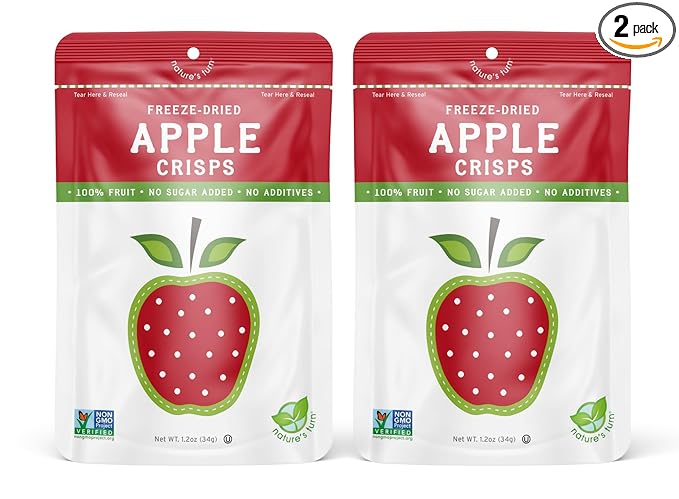 Nature???Turn Freeze-Dried Fruit Snacks, Apple Crisps, Pack of 2 (1.2 oz Each)