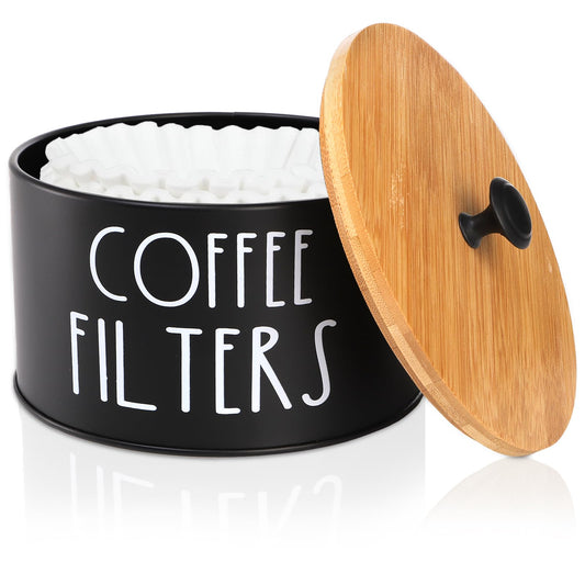 Acshio Coffee Filter Holder with Lid, Metal Filter Storage Container