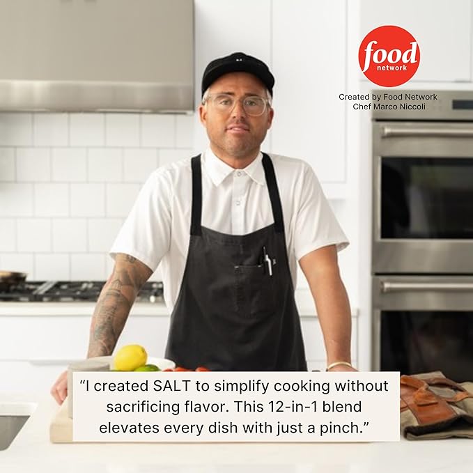 AM SIGNATURE SALT | Universal Cooking Signature Salt | All-Natural Seasoned Salt Blend of Gourmet Flake Kosher Salt, Herbs, Spices | 12oz | Created by Chef Marco and Aubrey Niccoli