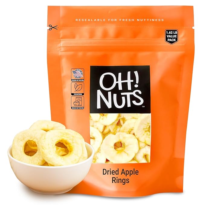 Oh! Nuts Dried Apple Rings - Apple Slices - 26 oz - Dried Apples - No Sugar Added - Dehydrated Fruit Bites